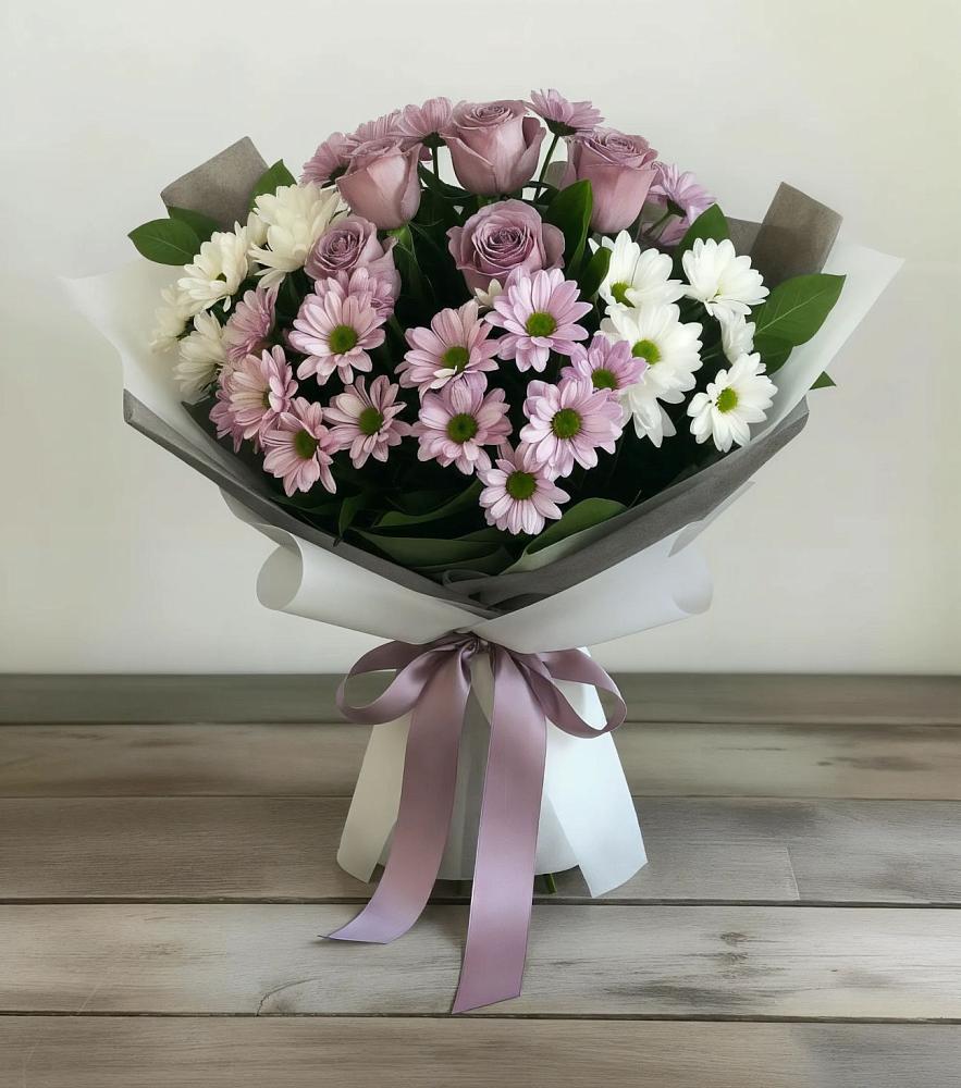 Букет цветов из: Хризантемы и Розы в Незлобной
