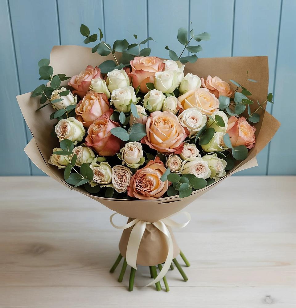 Букет цветов из: Альстромерии и Розы в Незлобной