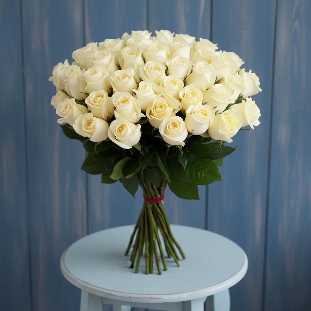 Букет 51 Белая роза Эдлесс Лав в Незлобной