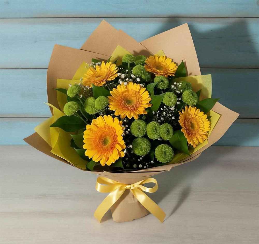 Букет цветов из: Герберы и Хризантемы в Незлобной