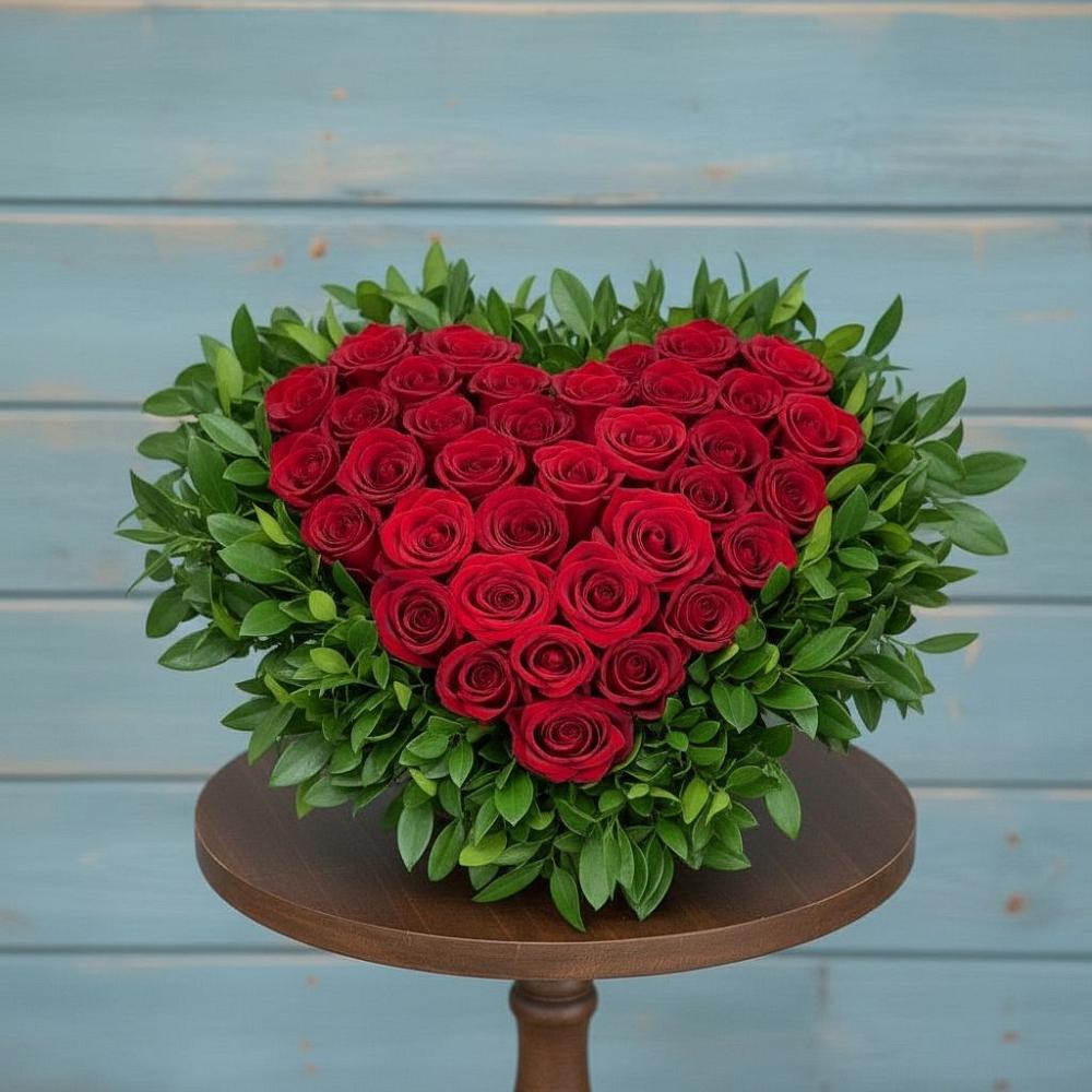 Цветочная композиция из Розы в виде сердца в Незлобной