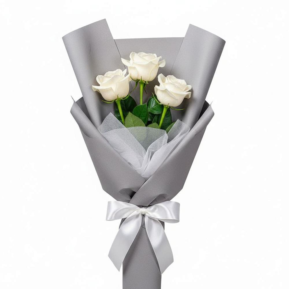Букет 3 белые розы в Незлобной