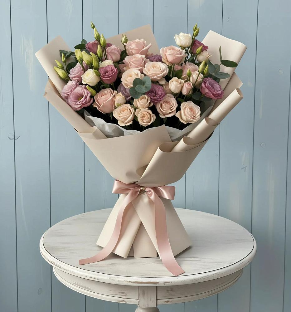 Букет цветов из: Розы и Лизиантусы в Незлобной