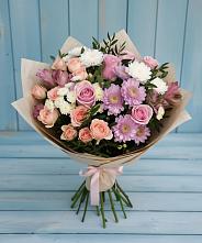 Букет цветов из:  Хризантемы, Розы и Альстромерии в Незлобной