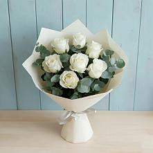 Букет Белые розы в Эвкалипте #REPLACE_PRED# Незлобной