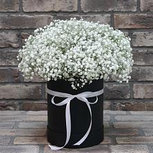 Цветочная композиция из Гипсофила в шляпной коробке в Незлобной